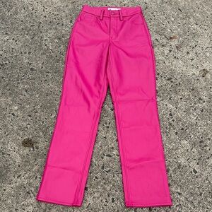 GOOD AMERICAN Vibrant faux leather Pink Straight-Leg Pants